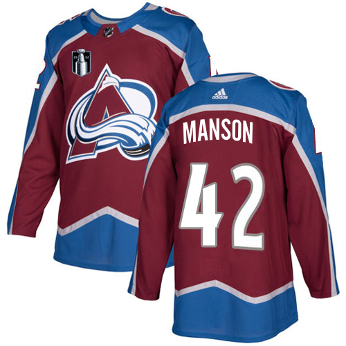 Adidas Colorado Avalanche #42 Josh Manson Burgundy 2022 Stanley Cup Final Patch Home Authentic Stitched Jersey Men's