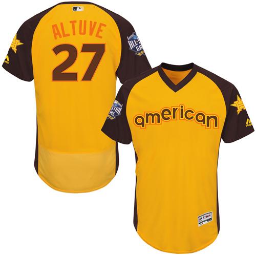 Houston Astros #27 Jose Altuve Gold Flexbase Authentic Collection 2016 All-Star American League Stitched Jersey Men's