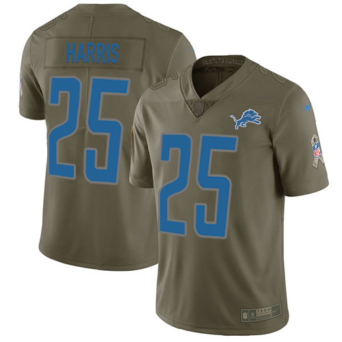 Detroit Lions #25 Will Harris Olive Men's Stitched Limited 2017 Salute to Service Jersey Men's