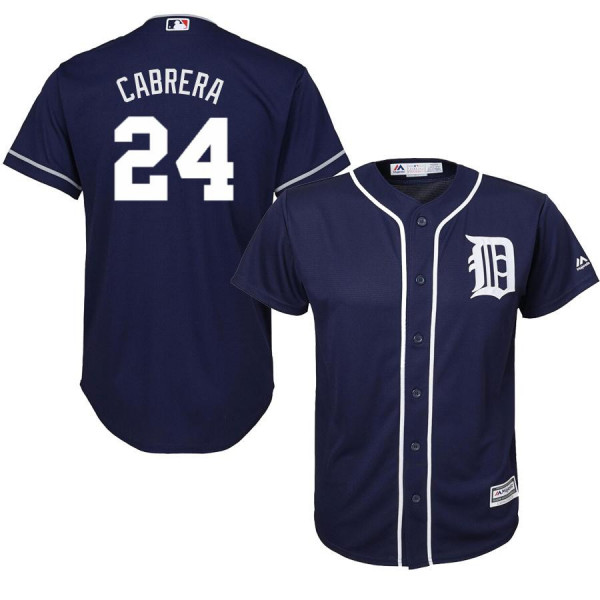 Men's Youth Women's Detroit Tigers 24 Replica Navy Miguel Cabrera Jersey