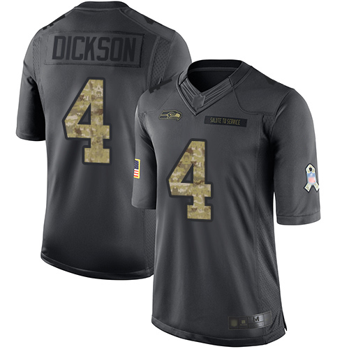 Seattle Seahawks #4 Michael Dickson Black Youth Stitched Limited 2016 Salute to Service Jersey Youth