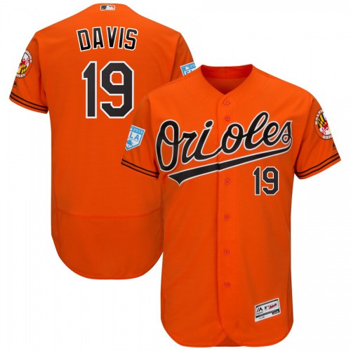 Baltimore Orioles #19 Chris Davis Orange 2019 Spring Training Flex Base Stitched Jersey Men's