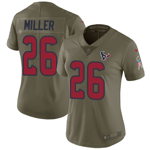 Houston Texans #26 Lamar Miller Olive Women's Stitched Limited 2017 Salute to Service Jersey Womens