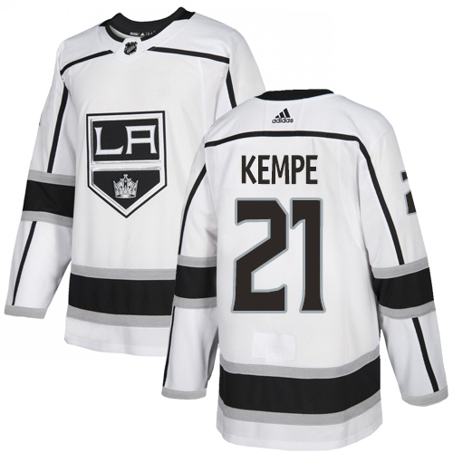 Adidas Los Angeles Kings #21 Mario Kempe White Road Authentic Stitched Jersey Men's