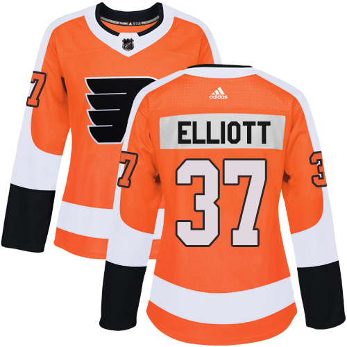 Adidas Philadelphia Flyers #37 Brian Elliott Orange Home Authentic Women's Stitched Jersey Womens