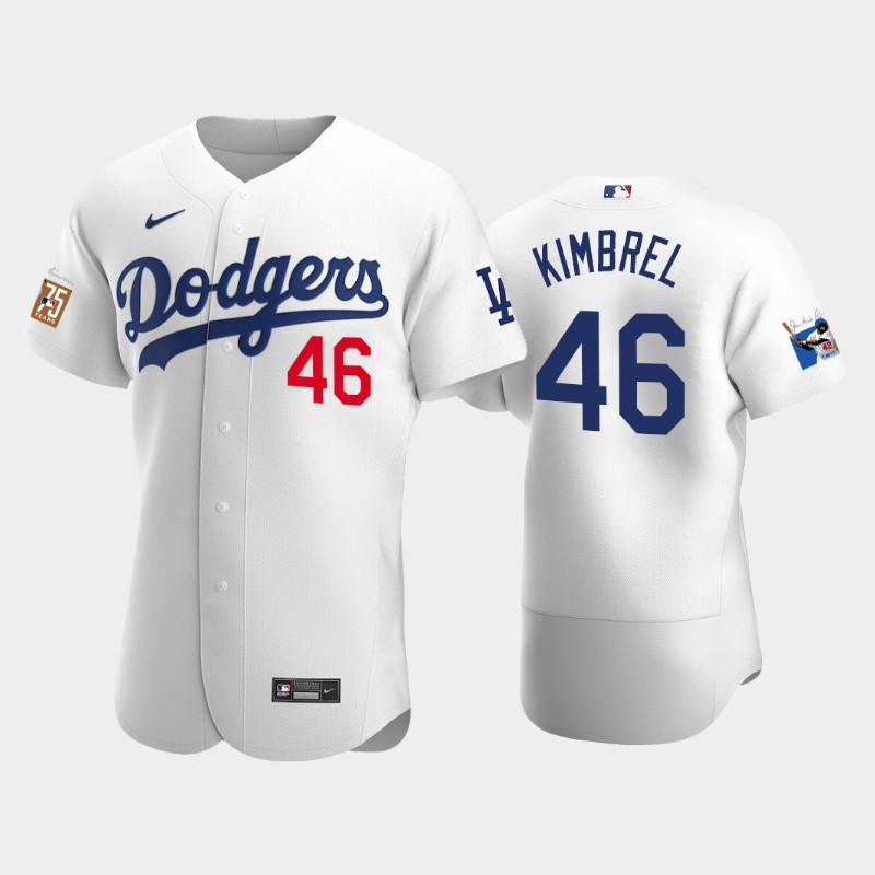 Los Angeles Dodgers #46 Craig Kimbrel Men's Jackie Robinson 75th Anniversary Authentic Jersey - White