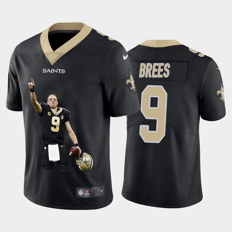 New Orleans Saints #9 Drew Brees Men's Player Signature Moves Vapor Limited Jersey Black
