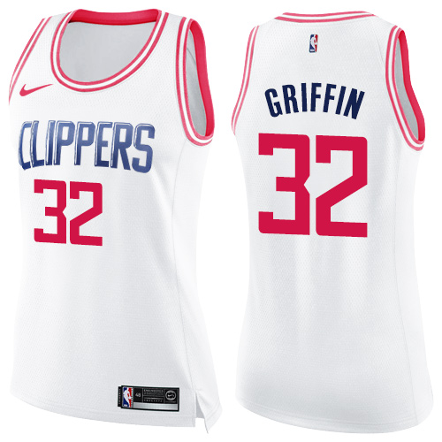 Los Angeles Clippers #32 Blake Griffin White/Pink Womens Swingman Fashion Jersey Womens