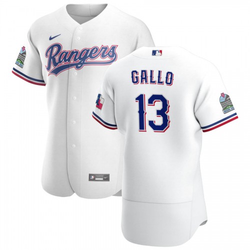 Texas Texas Rangers #13 Joey Gallo Men's White Home 2020 Authentic Patch Player Jersey Men's