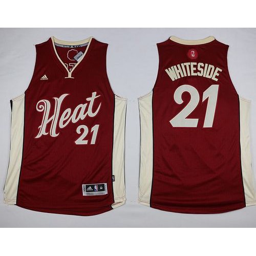 Miami Heat #21 Hassan Whiteside Red 2015-2016 Christmas Day Stitched Jersey Mens