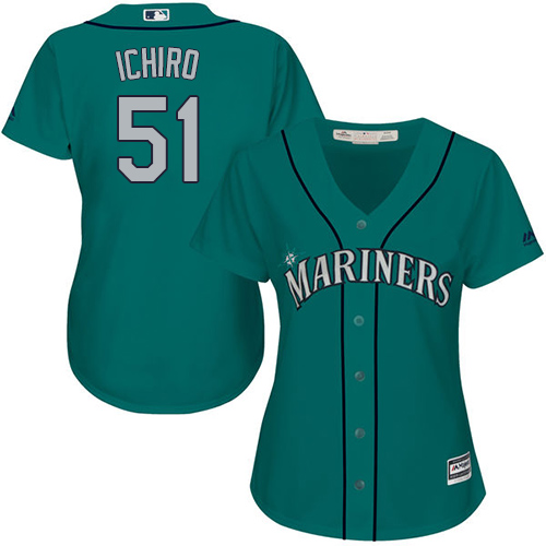 Seattle Mariners #51 Ichiro Suzuki Green Alternate Women's Stitched Jersey Womens