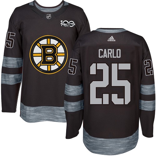 Adidas Boston Bruins #25 Brandon Carlo Black 1917-2017 100th Anniversary Stitched Jersey Men's