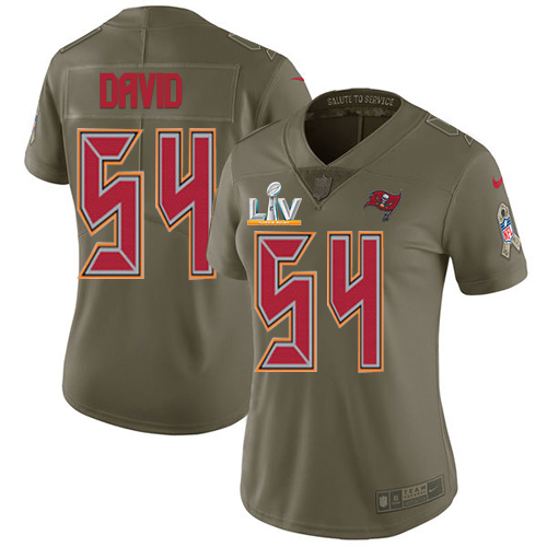 Buccaneers #54 Lavonte David Olive Women's Super Bowl LV Bound Stitched Limited 2017 Salute To Service Jersey