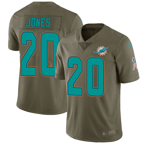 Miami Dolphins #20 Reshad Jones Olive Men's Stitched Limited 2017 Salute to Service Jersey Men's