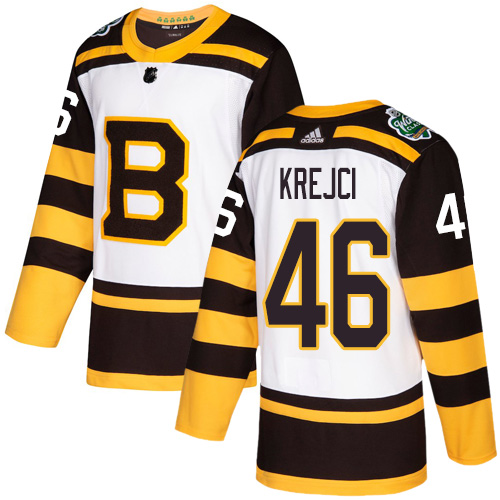 Adidas Boston Bruins #46 David Krejci White Authentic 2019 Winter Classic Stitched Jersey Men's