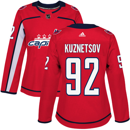 Adidas Washington Capitals #92 Evgeny Kuznetsov Red Home Authentic Women's Stitched Jersey Womens