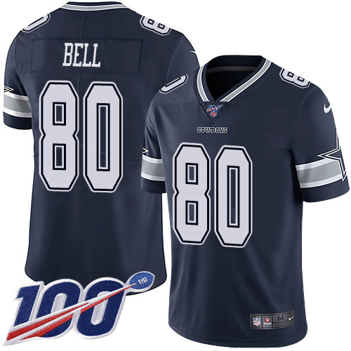 Dallas Cowboys #80 Blake Bell Navy Blue Team Color Men's Stitched 100th Season Vapor Untouchable Limited Jersey Men's