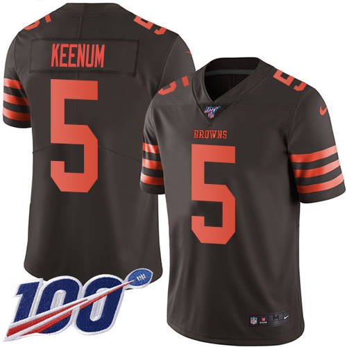 Cleveland Browns #5 Case Keenum Brown Youth Stitched Limited Rush 100th Season Jersey Youth