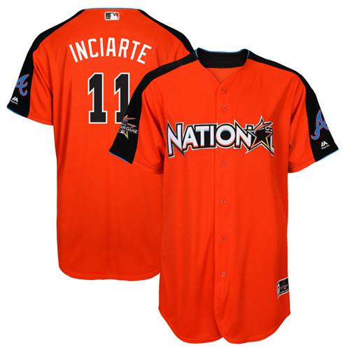 Atlanta Braves #11 Ender Inciarte Orange 2017 All-Star National League Stitched Jersey Men's