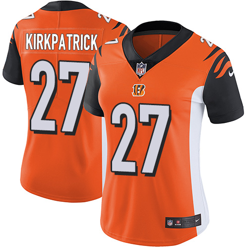 Cincinnati Bengals #27 Dre Kirkpatrick Orange Alternate Women's Stitched Vapor Untouchable Limited Jersey Womens