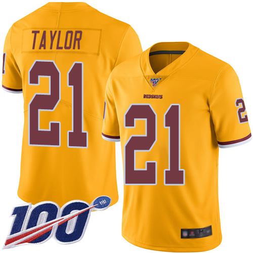 Commanders #21 Sean Taylor Gold Men's Stitched Limited Rush 100th Season Jersey