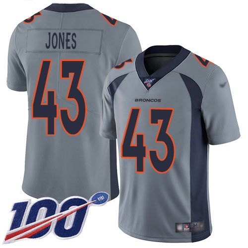 Denver Broncos #43 Joe Jones Gray Youth Stitched Limited Inverted Legend 100th Season Jersey Youth