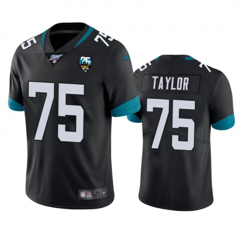 Jacksonville Jaguars #75 Jawaan Taylor Black 25th Anniversary Vapor Limited Stitched 100th Season Jersey Men's
