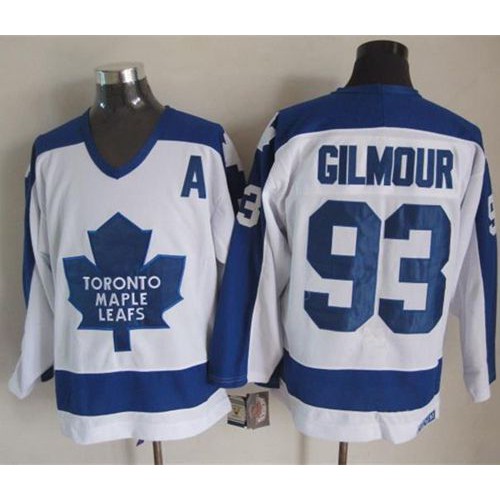Maple Toronto Maple Leafs #93 Doug Gilmour White/Blue CCM Throwback Stitched Jersey Men's