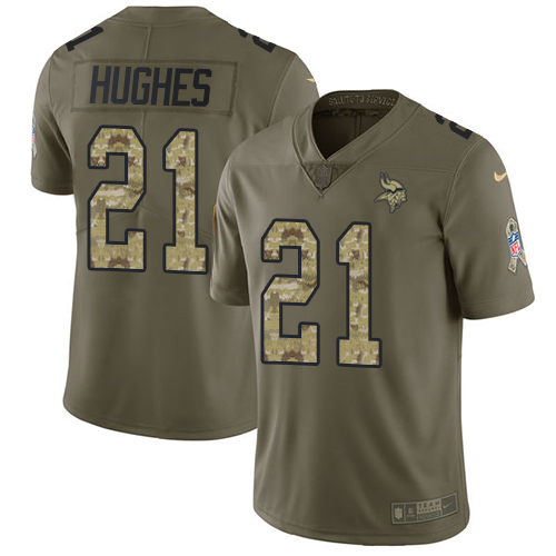 Minnesota Vikings #21 Mike Hughes Olive/Camo Youth Stitched Limited 2017 Salute to Service Jersey Youth
