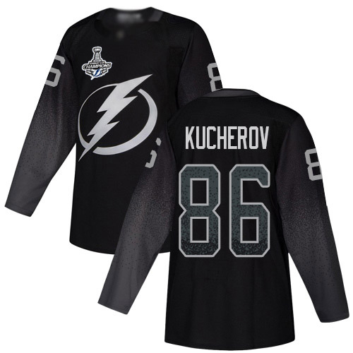 Adidas Tampa Bay Lightning #86 Nikita Kucherov Black Alternate Authentic 2020 Stanley Cup Champions Stitched Jersey Men's