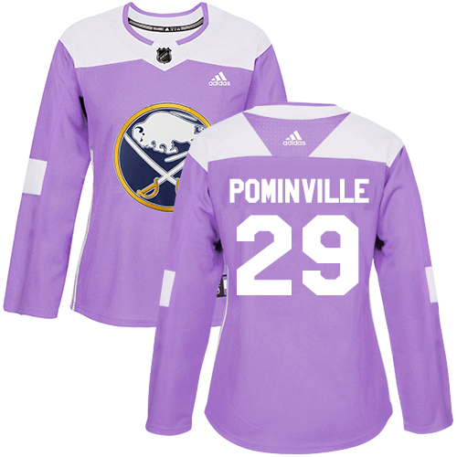 Adidas Buffalo Sabres #29 Jason Pominville Purple Authentic Fights Cancer Women's Stitched Jersey Womens