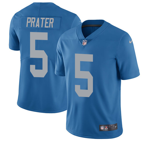 Detroit Lions #5 Matt Prater Blue Throwback Men's Stitched Vapor Untouchable Limited Jersey Men's