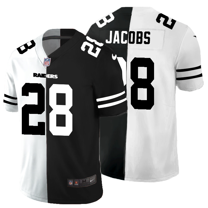 Las Vegas Raiders #28 Josh Jacobs Men's Black V White Peace Split Vapor Untouchable Limited Jersey
