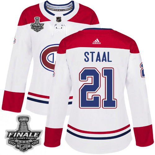 Adidas Montreal Canadiens #21 Eric Staal White Road Authentic Women's 2021 Stanley Cup Final Patch Jersey Womens