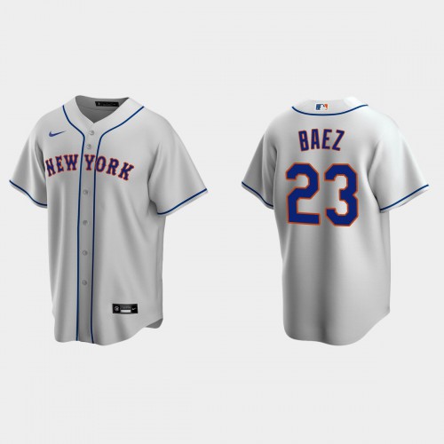 New York New York Mets #23 Javier Baez Men's Gray Road Jersey Men's