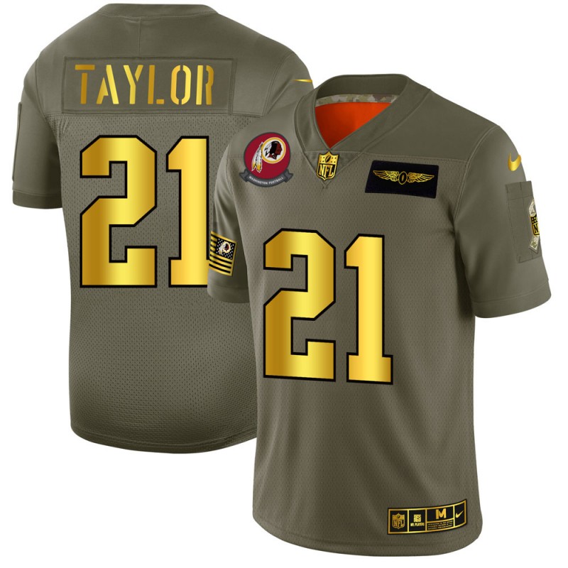 Washington Commanders #21 Sean Taylor Men's Olive Gold 2019 Salute To Service Limited Jersey
