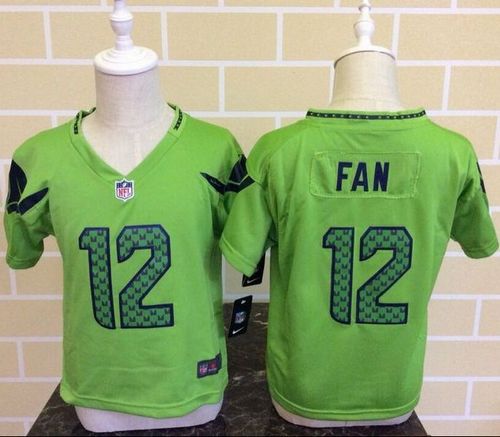 Toddler Seahawks #12 Fan Green Alternate Stitched Elite Jersey