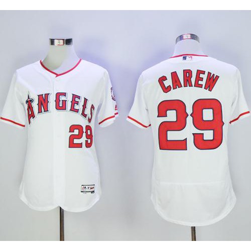 Los Angeles Angels of Anaheim #29 Rod Carew White Flexbase Authentic Collection Stitched Jersey Men's