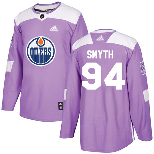Adidas Edmonton Oilers #94 Ryan Smyth Purple Authentic Fights Cancer Stitched Jersey Men's