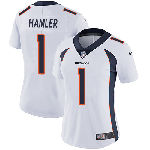Broncos #1 KJ Hamler White Women's Stitched Vapor Untouchable Limited Jersey