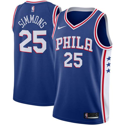 Philadelphia 76ers #25 Ben Simmons Blue Youth Swingman Icon Edition Jersey Youth