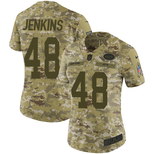 New York Jets #48 Jordan Jenkins Camo Women's Stitched Limited 2018 Salute to Service Jersey Womens