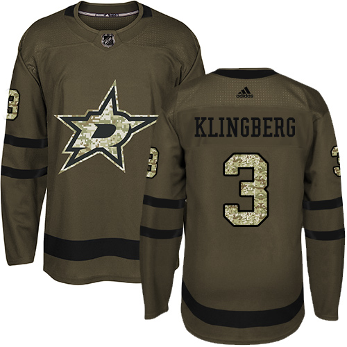 Adidas Dallas Stars #3 John Klingberg Green Salute to Service Youth Stitched Jersey Youth