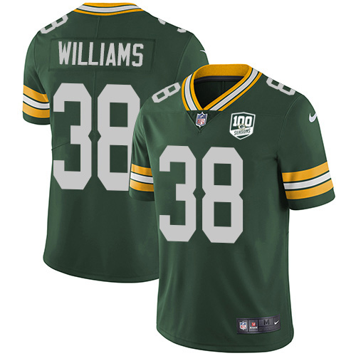 Green Bay Packers #38 Tramon Williams Green Team Color Men's 100th Season Stitched Vapor Untouchable Limited Jersey Men's