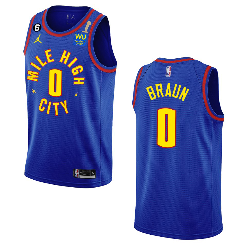 Denver Nuggets #0 Christian Braun Navy Men's 2023 Finals Champions Statement Edition Jersey