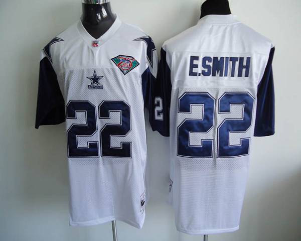 Mitchell & Ness Cowboys #22 Emmitt Smith White Stitched Throwback Jersey