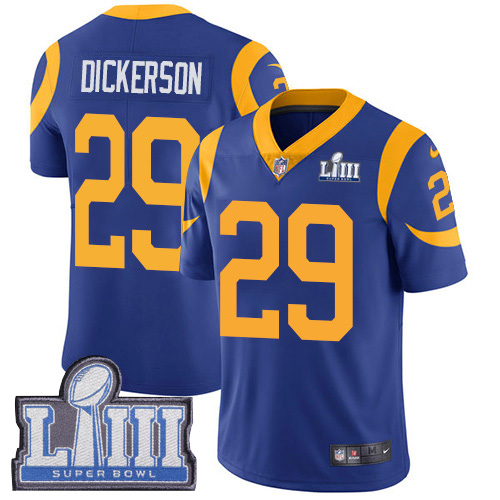 Rams #29 Eric Dickerson Royal Blue Alternate Super Bowl LIII Bound Youth Stitched Vapor Untouchable Limited Jersey