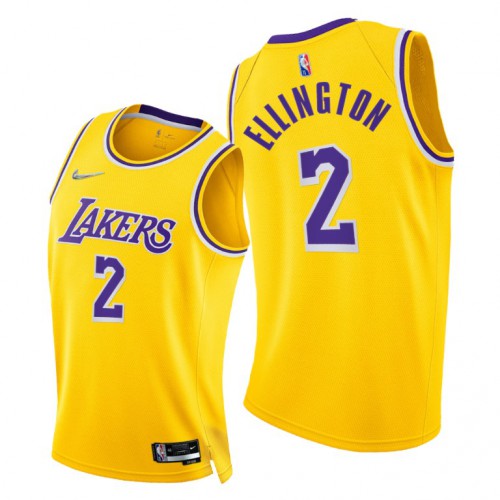 Los Angeles Lakers #2 Wayne Ellington Mens 2021-22 75th Diamond Anniversary Jersey Gold Mens