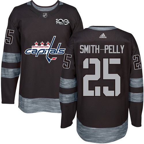 Adidas Washington Capitals #25 Devante Smith-Pelly Black 1917-2017 100th Anniversary Stitched Jersey Men's