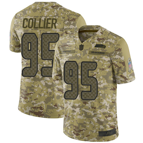 Seattle Seahawks #95 L.J. Collier Camo Men's Stitched Limited 2018 Salute To Service Jersey Men's